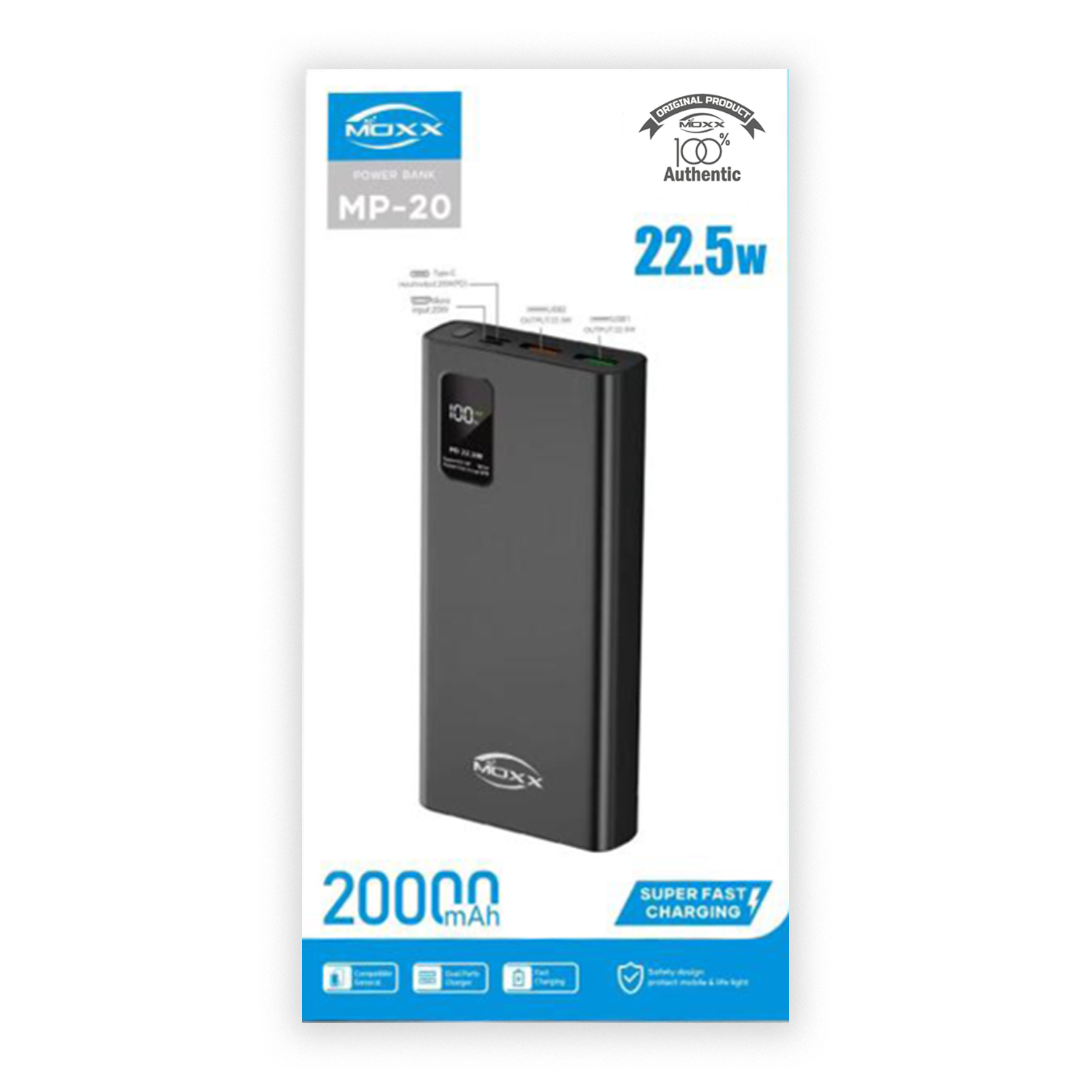 MOXX 20000 MAh 22.5W POWERBANK | SUPER FAST CHARGING | LED DISPLAY