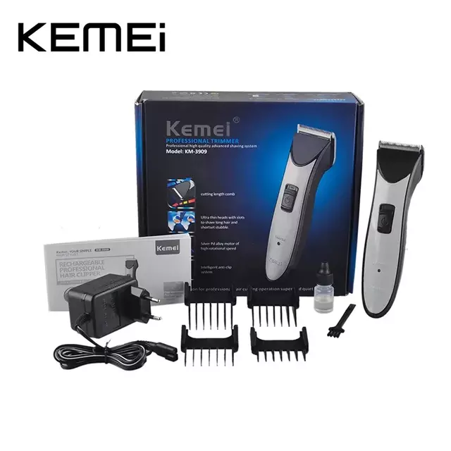 Kemei KM 3909 Rechargeable Trimmer For Men - Silver
