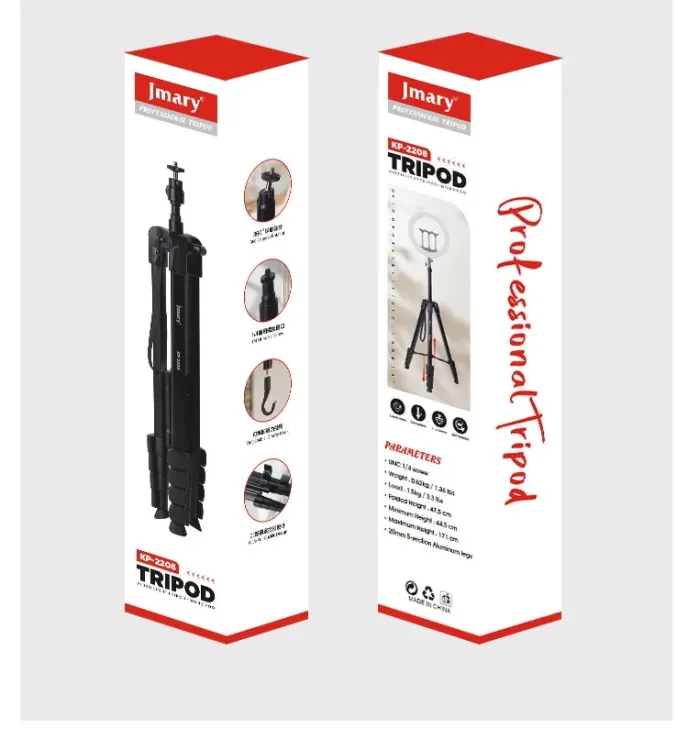 Jmary Tripod KP-2208 Professional Tripod with Mobile Holder- Black